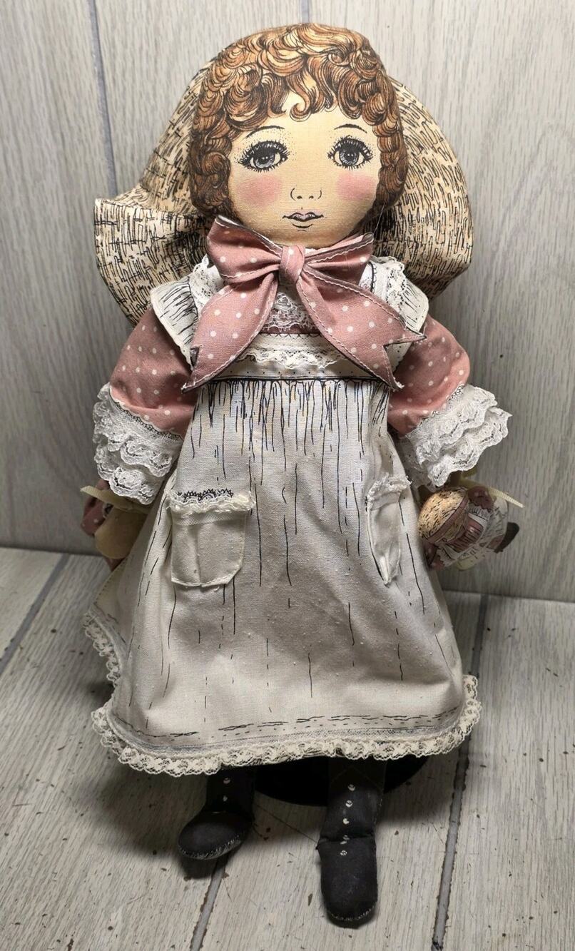 Vintage Victorian Rag Doll Cloth Doll By Mary Anne 14" Layers Clothes Handmade